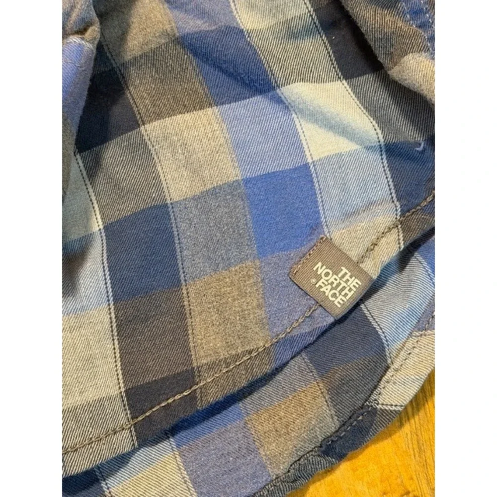 The North Face Mens Plaid Button Down Shirt Blue Grey‎ Check Long Sleeve Large